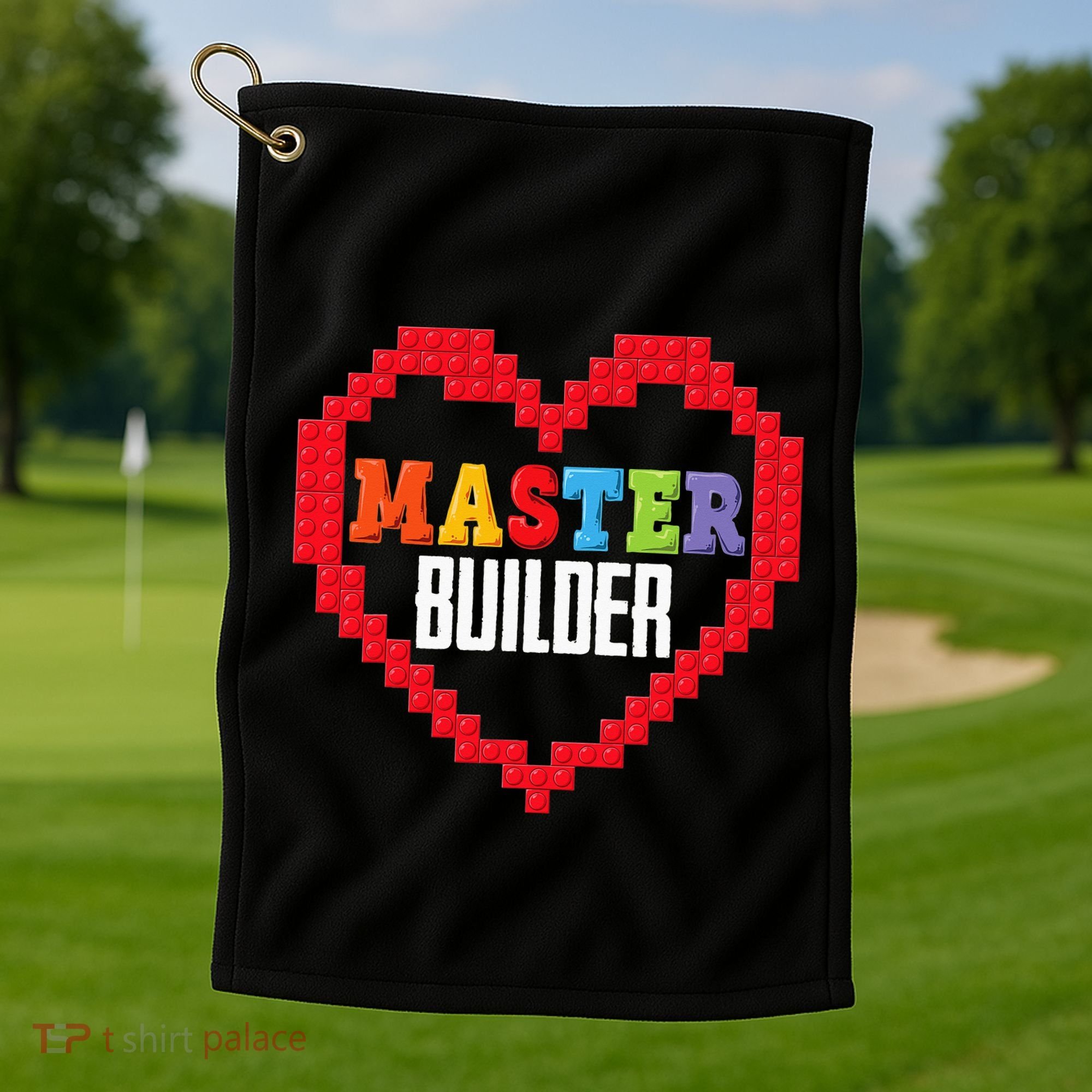 Master Builder Block Brick Building Heart Valentines Day Golf Towel