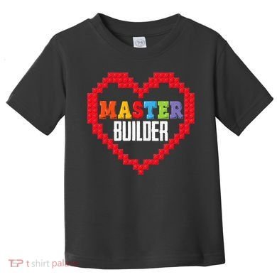 Master Builder Block Brick Building Heart Valentines Day Toddler T-Shirt