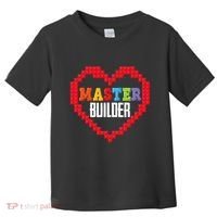 Master Builder Block Brick Building Heart Valentines Day Toddler T-Shirt thumb 0