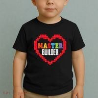 Master Builder Block Brick Building Heart Valentines Day Toddler T-Shirt thumb 2