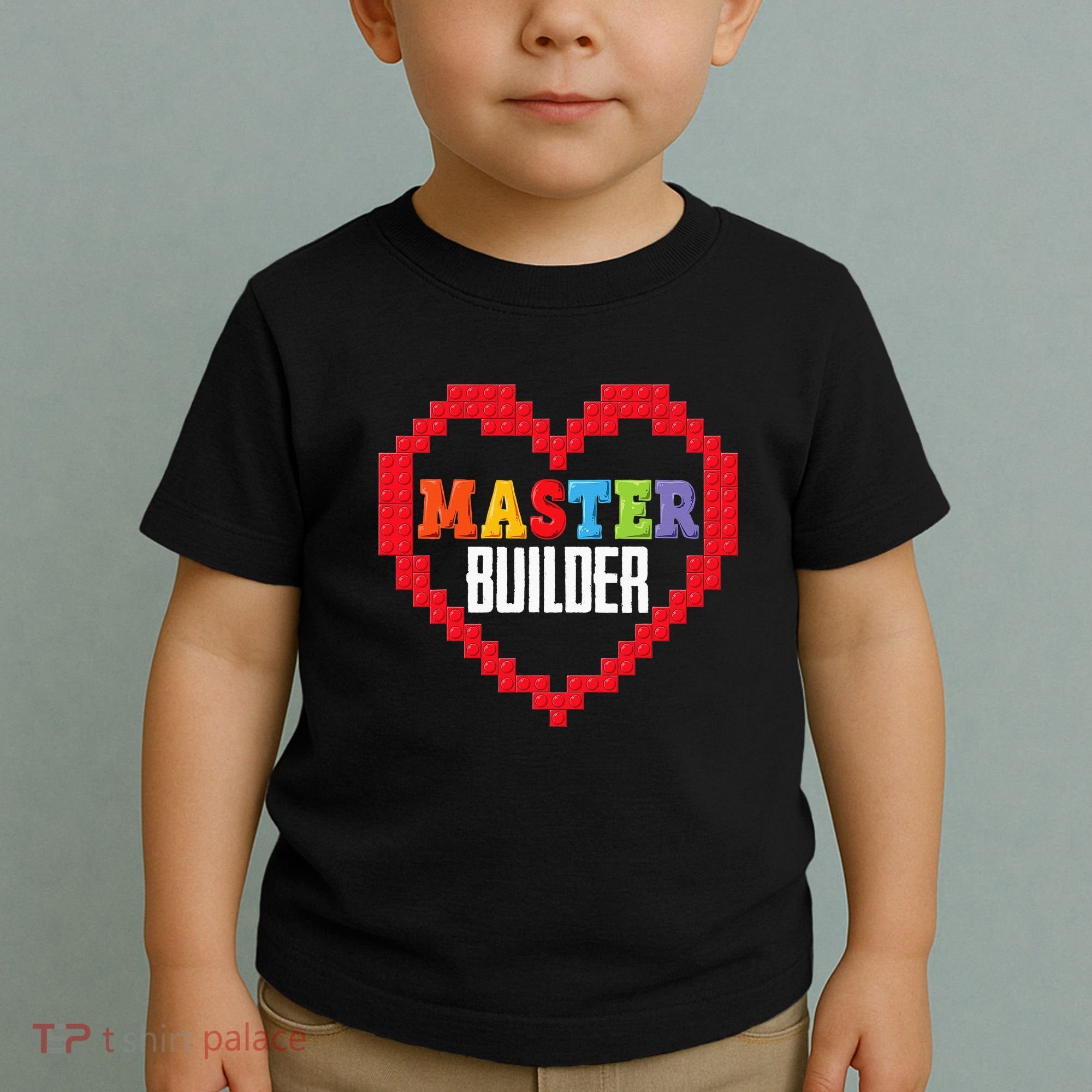 Master Builder Block Brick Building Heart Valentines Day Toddler T-Shirt