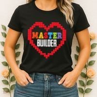 Master Builder Block Brick Building Heart Valentines Day Women's T-Shirt thumb 2
