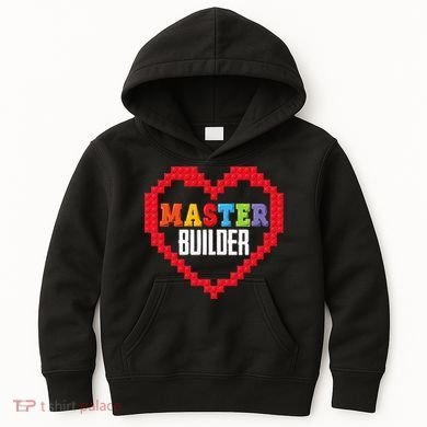 Master Builder Block Brick Building Heart Valentines Day Kids Hoodie