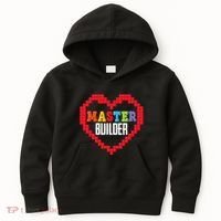 Master Builder Block Brick Building Heart Valentines Day Kids Hoodie thumb 0