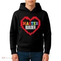 Master Builder Block Brick Building Heart Valentines Day Kids Hoodie thumb 4