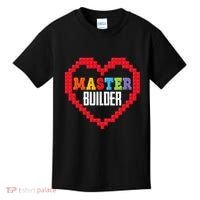 Master Builder Block Brick Building Heart Valentines Day Kids T-Shirt thumb 0