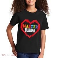 Master Builder Block Brick Building Heart Valentines Day Kids T-Shirt thumb 2