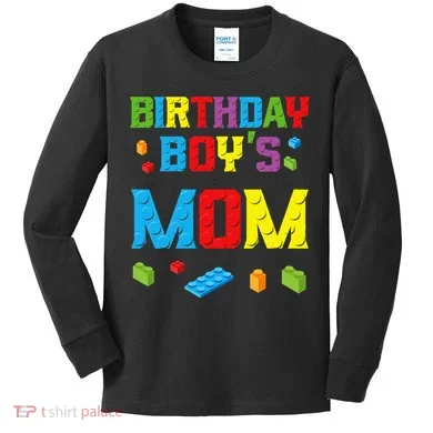 Master Builder Birthday Mom Building Bricks Blocks Kids Long Sleeve Shirt