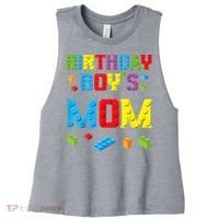 Master Builder Birthday Boy's Mom Building Bricks Blocks Women's Racerback Cropped Tank thumb 0