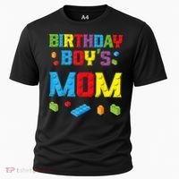 Master Builder Birthday Boy's Mom Building Bricks Blocks Cooling Performance Crew T-Shirt thumb 0