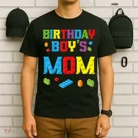 Master Builder Birthday Boy's Mom Building Bricks Blocks T-Shirt thumb 6