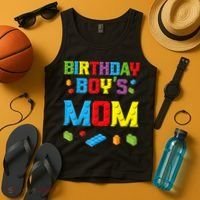 Master Builder Birthday Boy's Mom Building Bricks Blocks Tank Top thumb 4