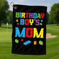 Master Builder Birthday Boy's Mom Building Bricks Blocks Golf Towel thumb 1
