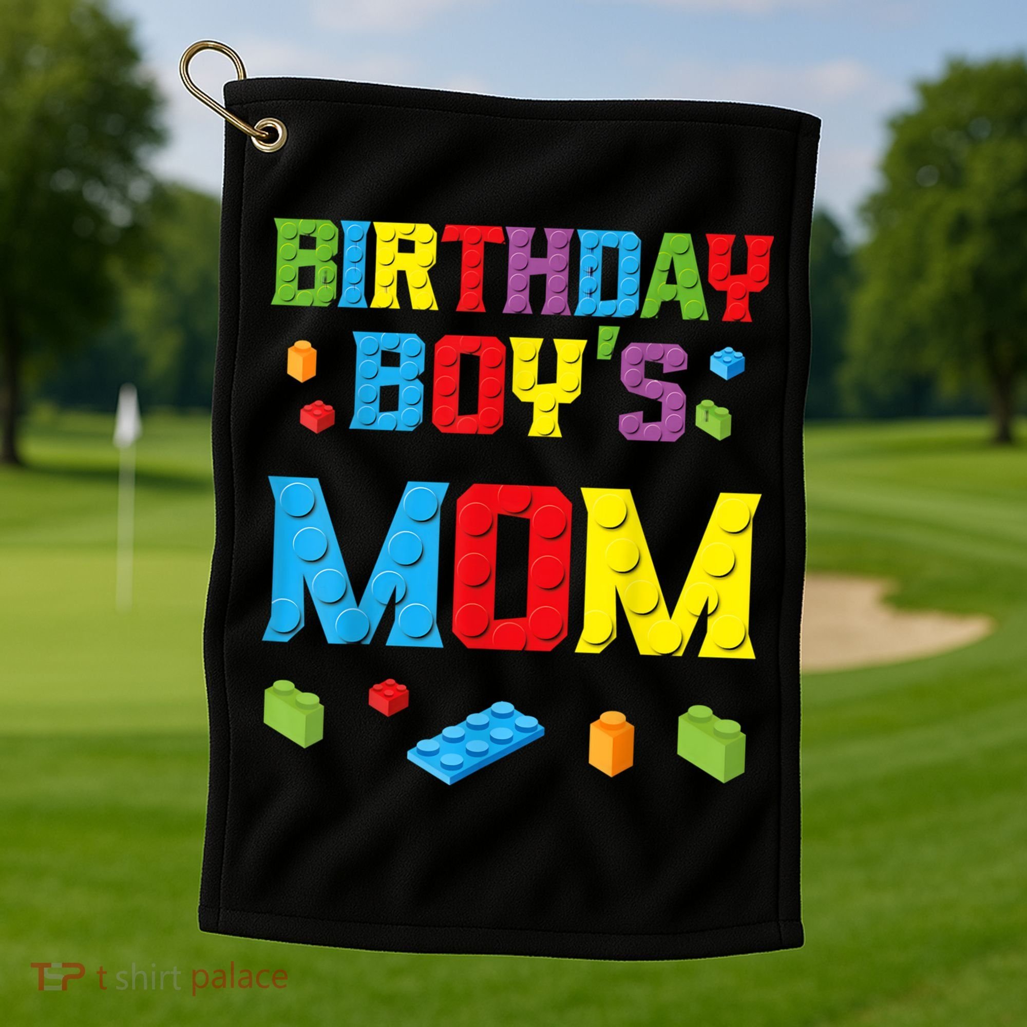 Master Builder Birthday Boy's Mom Building Bricks Blocks Golf Towel