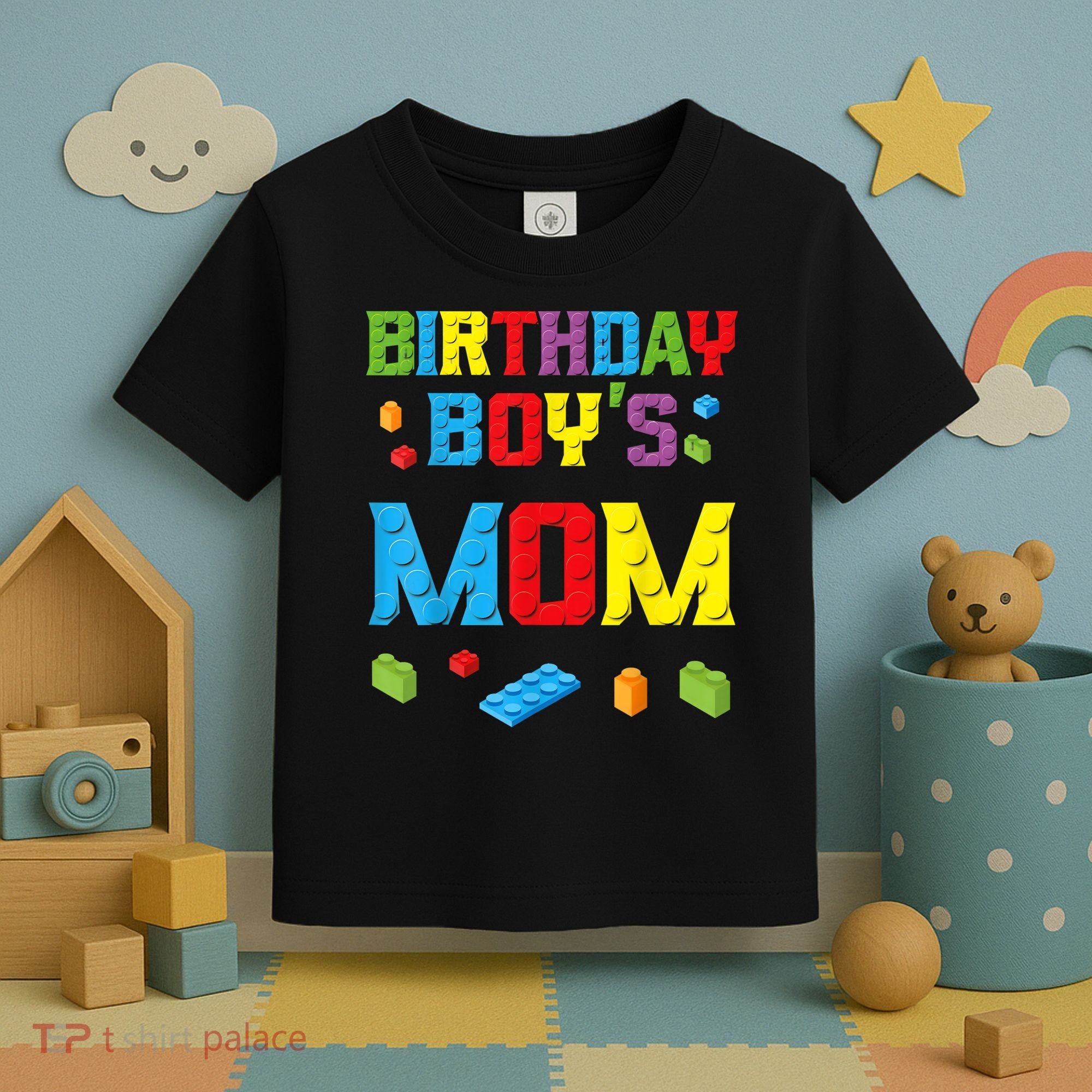 Master Builder Birthday Boy's Mom Building Bricks Blocks Toddler T-Shirt