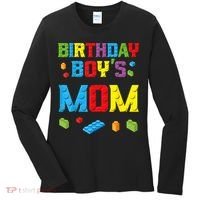 Master Builder Birthday Boy's Mom Building Bricks Blocks Women's Long Sleeve Shirt thumb 0