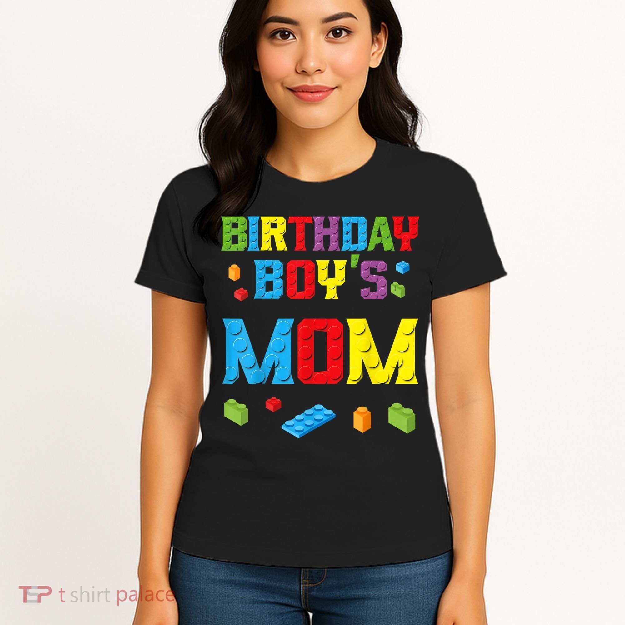 Master Builder Birthday Boy's Mom Building Bricks Blocks Women's T-Shirt