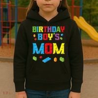 Master Builder Birthday Boy's Mom Building Bricks Blocks Kids Hoodie thumb 3