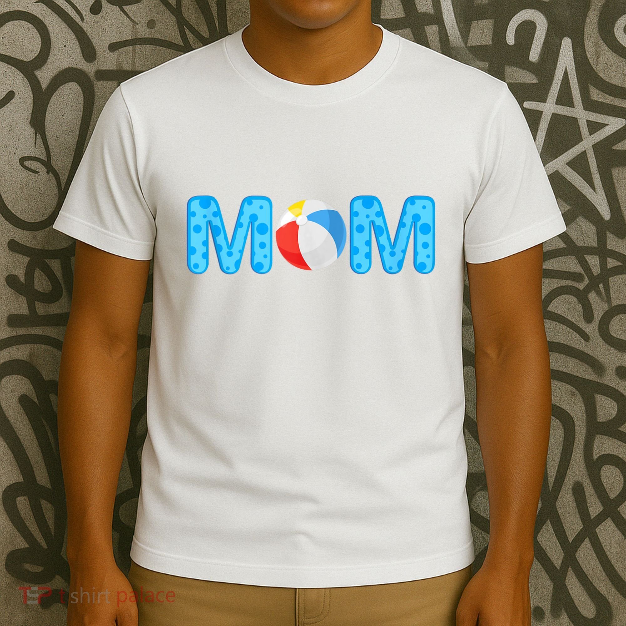 Mom Beach Ball Theme Birthday Party Pool Matching Summer T-Shirt