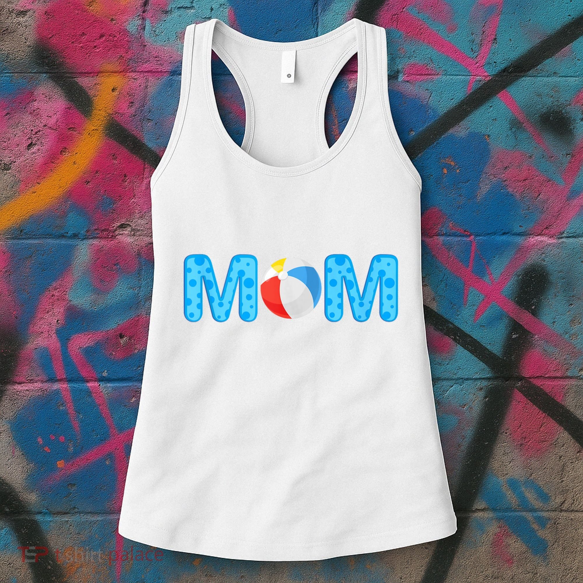 Mom Beach Ball Theme Birthday Party Pool Matching Summer Women's Tank Top