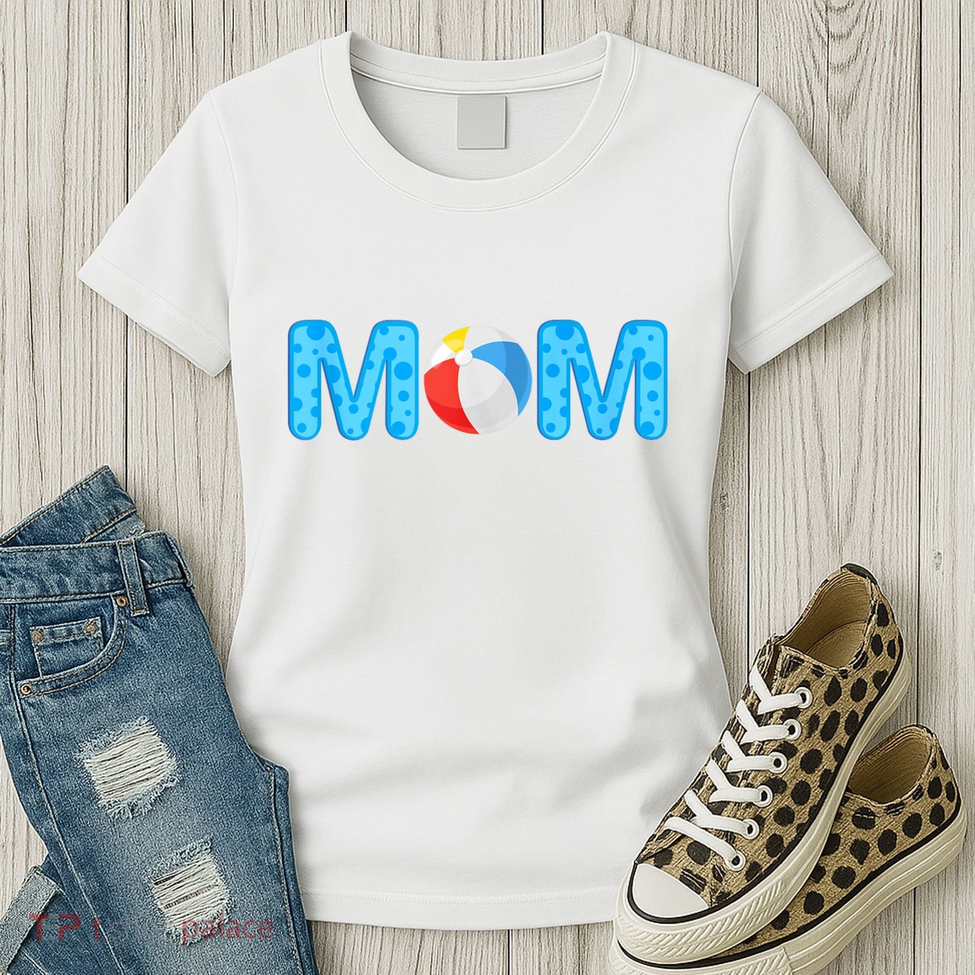 Mom Beach Ball Theme Birthday Party Pool Matching Summer Women's T-Shirt