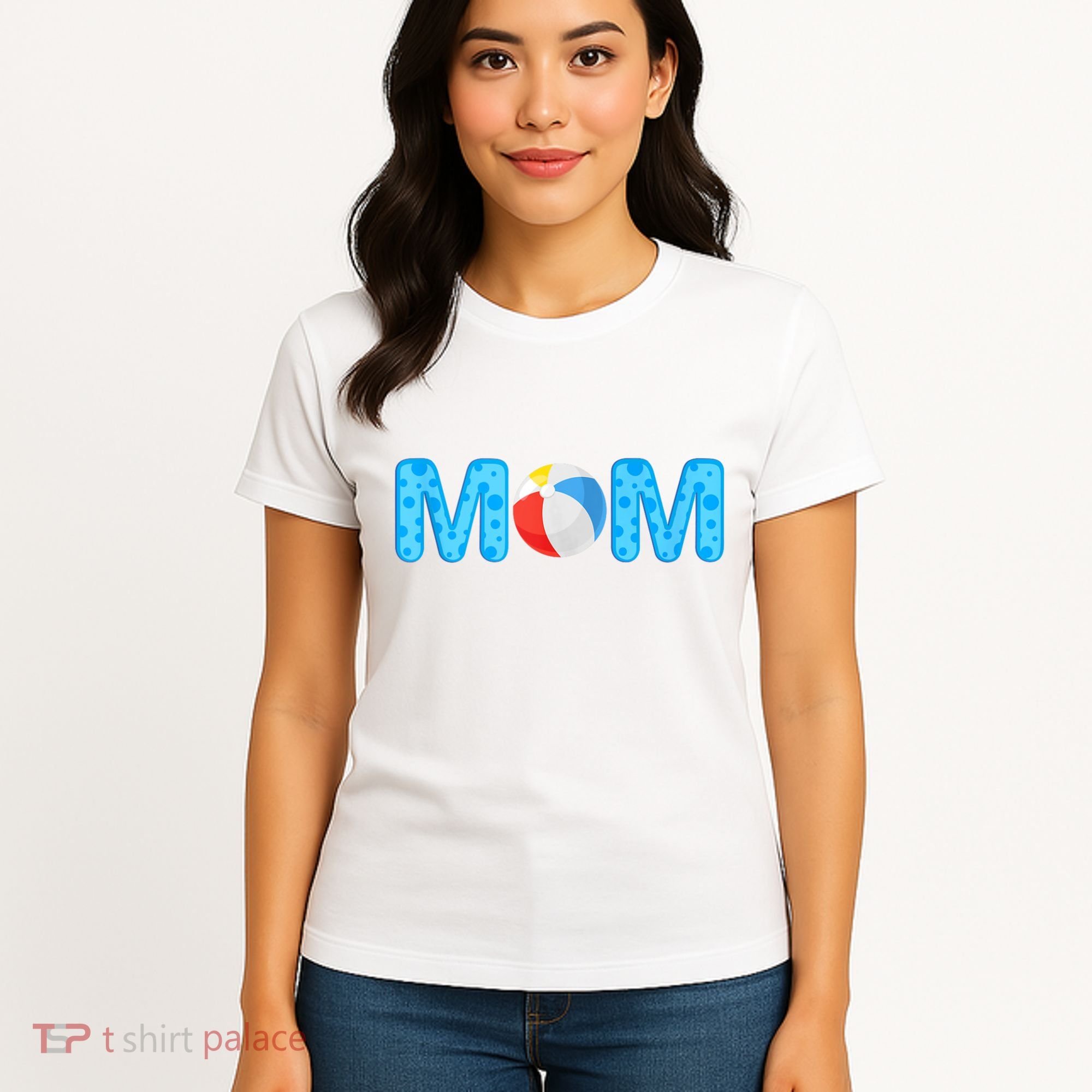 Mom Beach Ball Theme Birthday Party Pool Matching Summer Women's T-Shirt