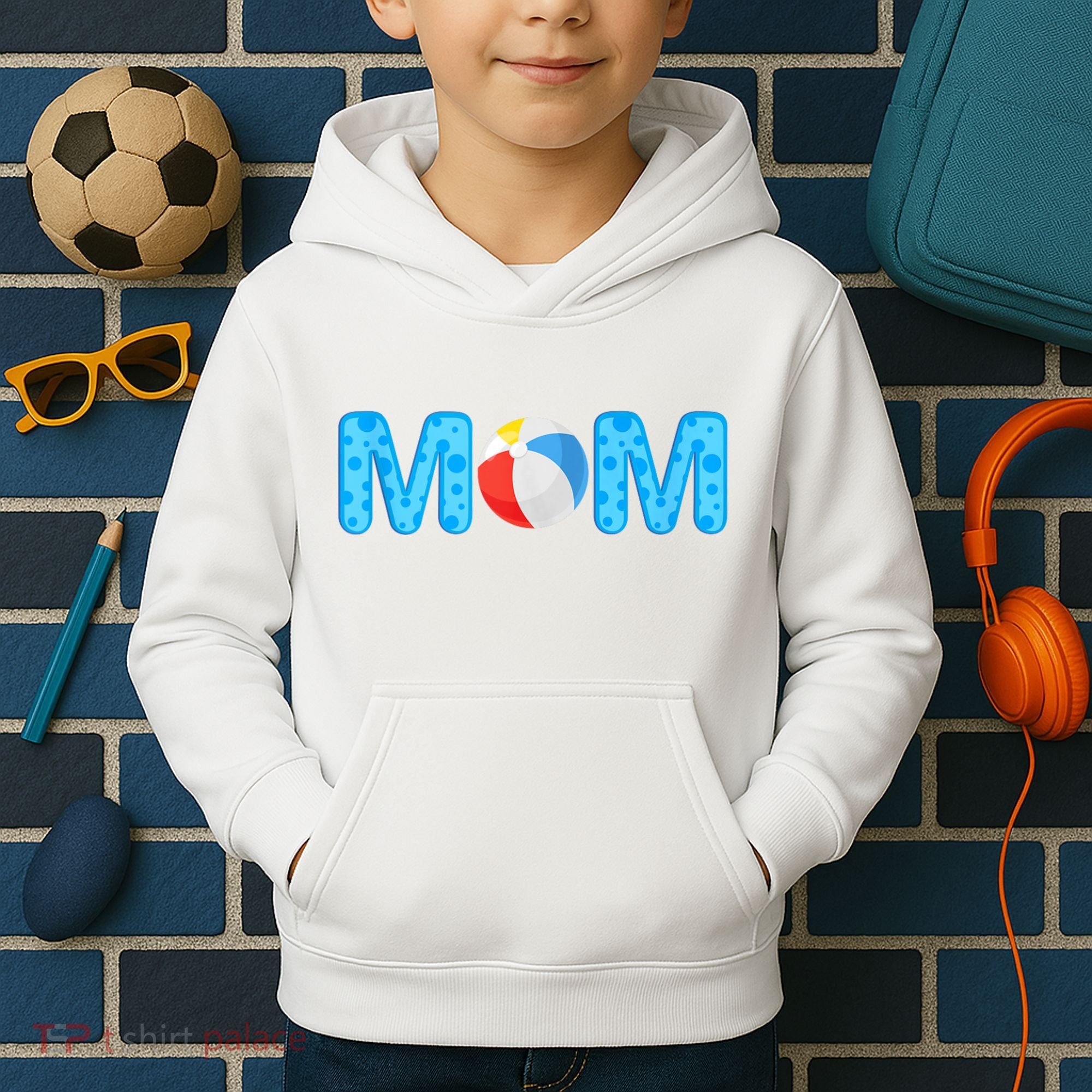 Mom Beach Ball Theme Birthday Party Pool Matching Summer Kids Hoodie