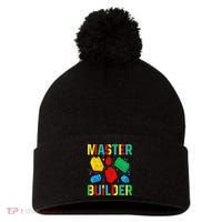 Master Builder Building Blocks Brick Toy Master Builder Pom Pom 12in Knit Beanie thumb 0