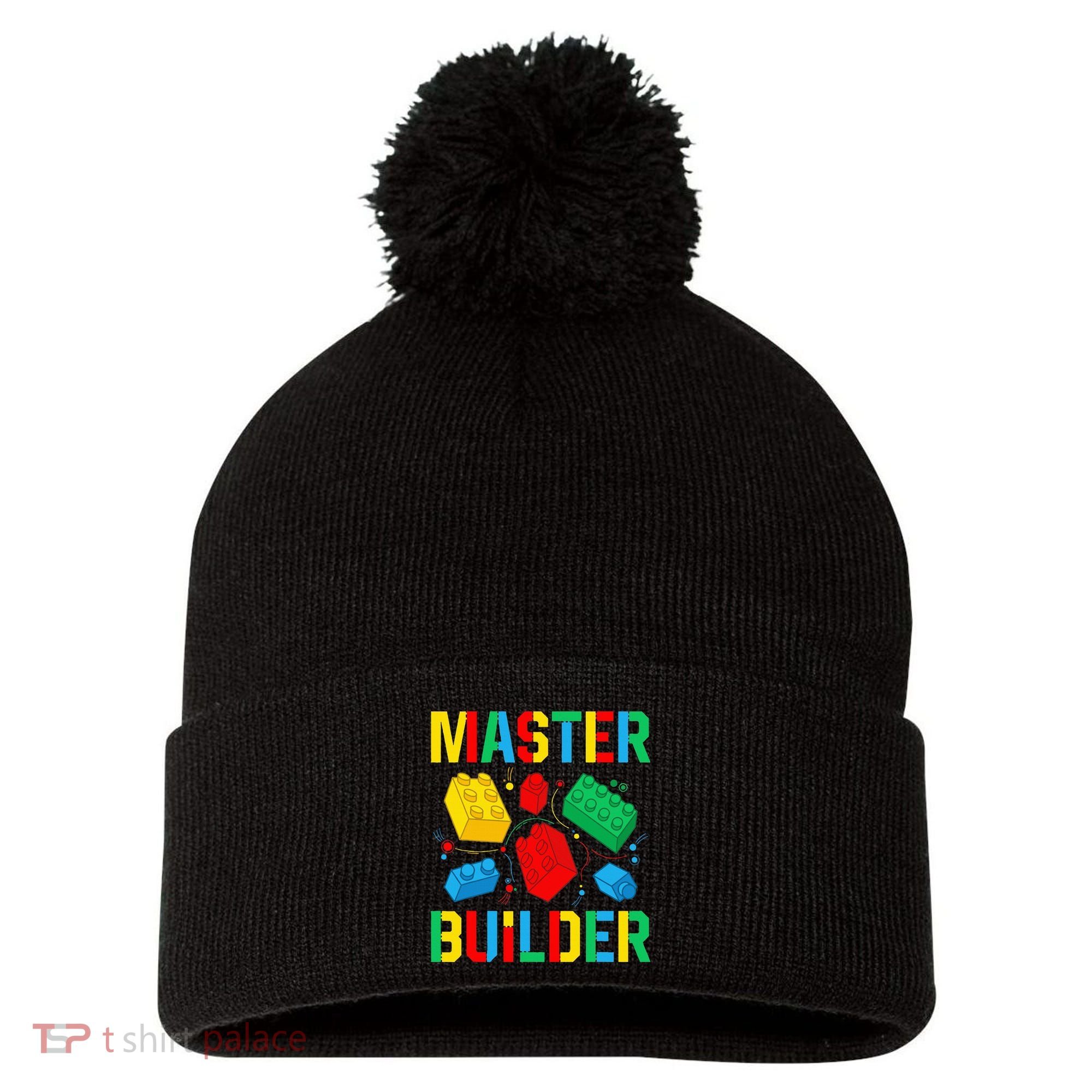 Master Builder Building Blocks Brick Toy Master Builder Pom Pom 12in Knit Beanie