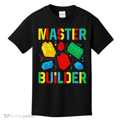 Master Builder Building Blocks Brick Toy Master Builder Kids T-Shirt