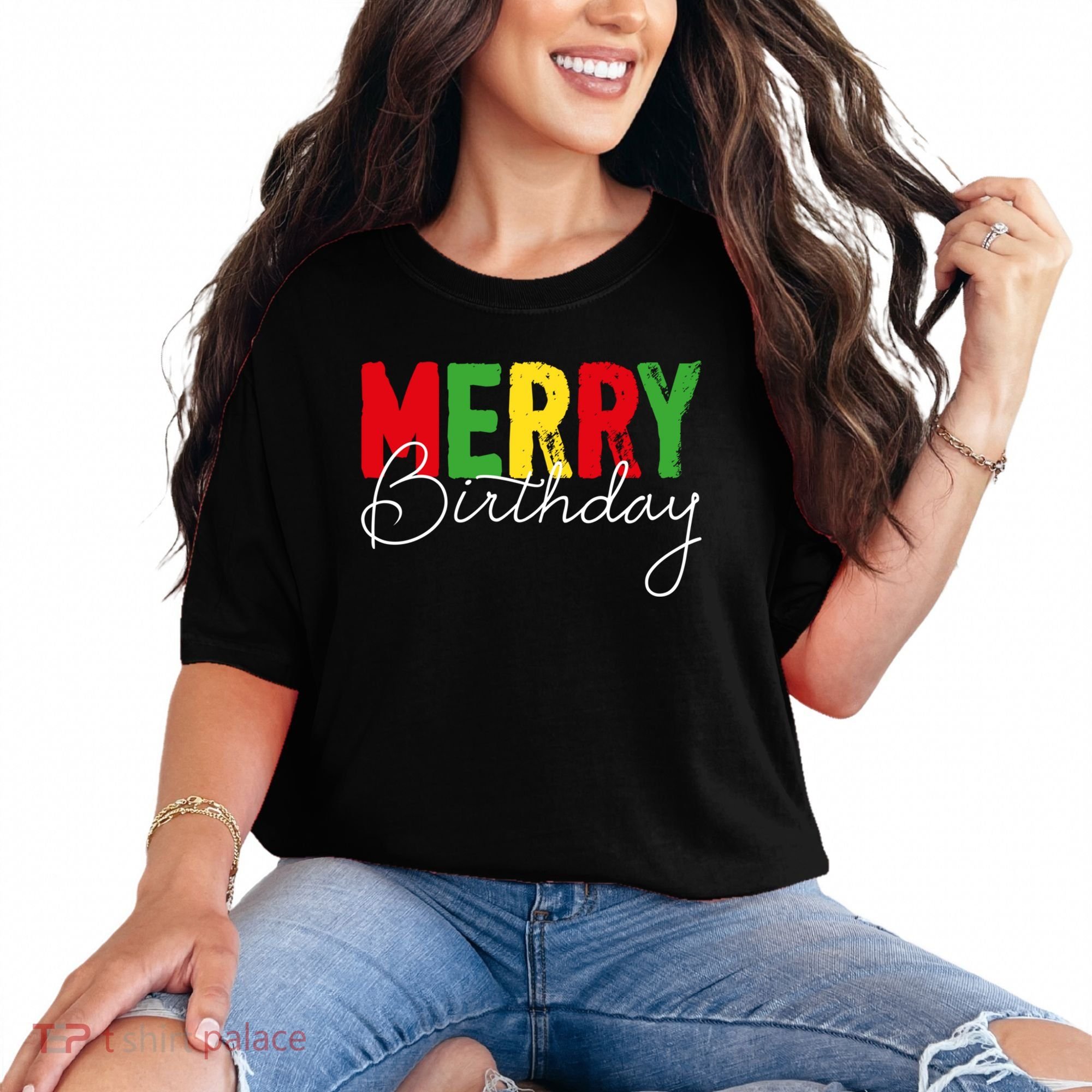 Merry Birthday Born On Christmas Day Cool Gift Comfort Colors T-Shirt