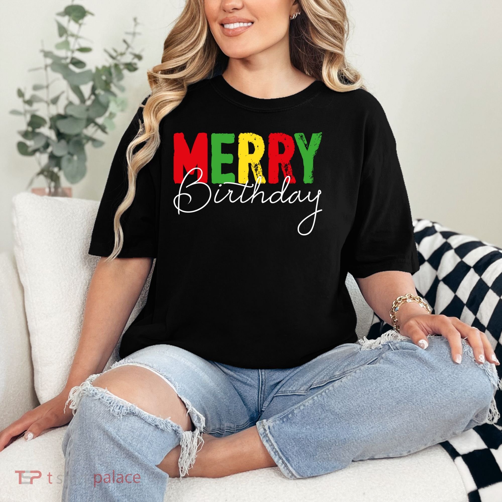 Merry Birthday Born On Christmas Day Cool Gift Comfort Colors T-Shirt