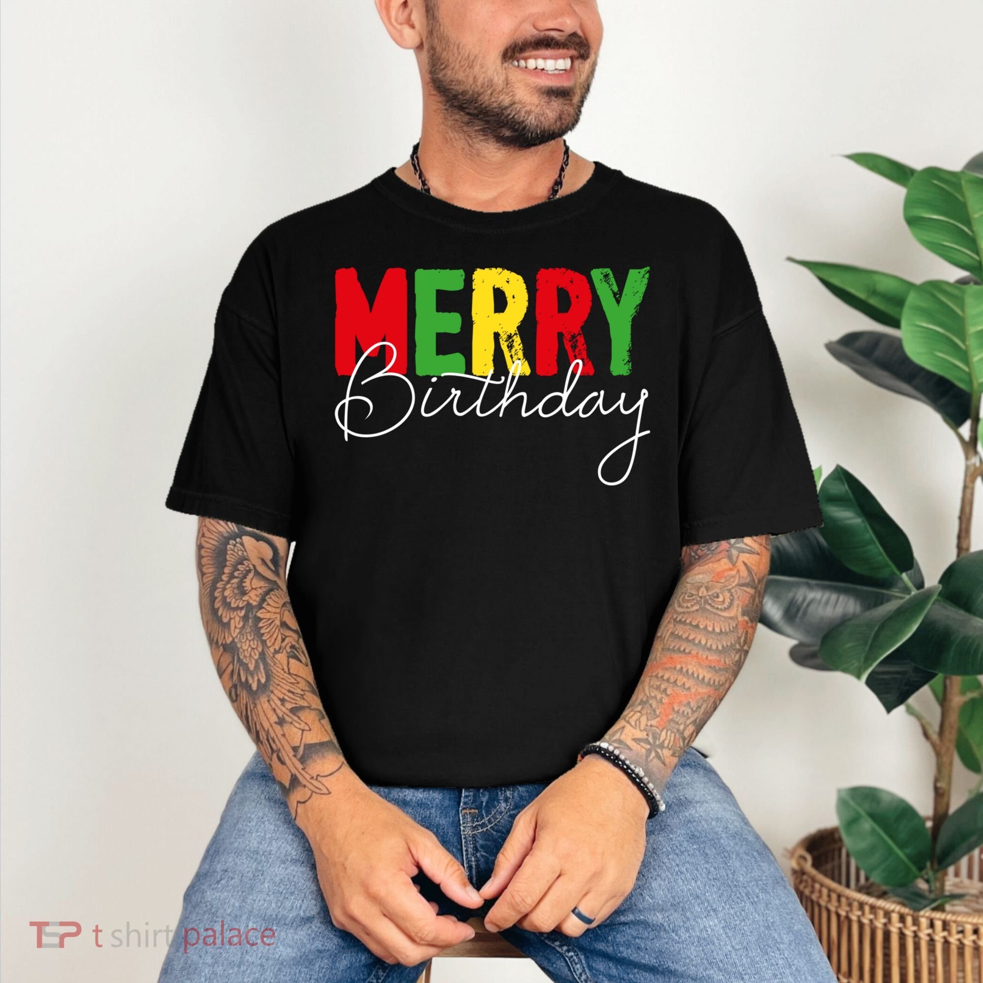 Merry Birthday Born On Christmas Day Cool Gift Comfort Colors T-Shirt