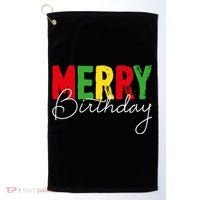 Merry Birthday Born On Christmas Day Cool Gift Golf Towel thumb 0