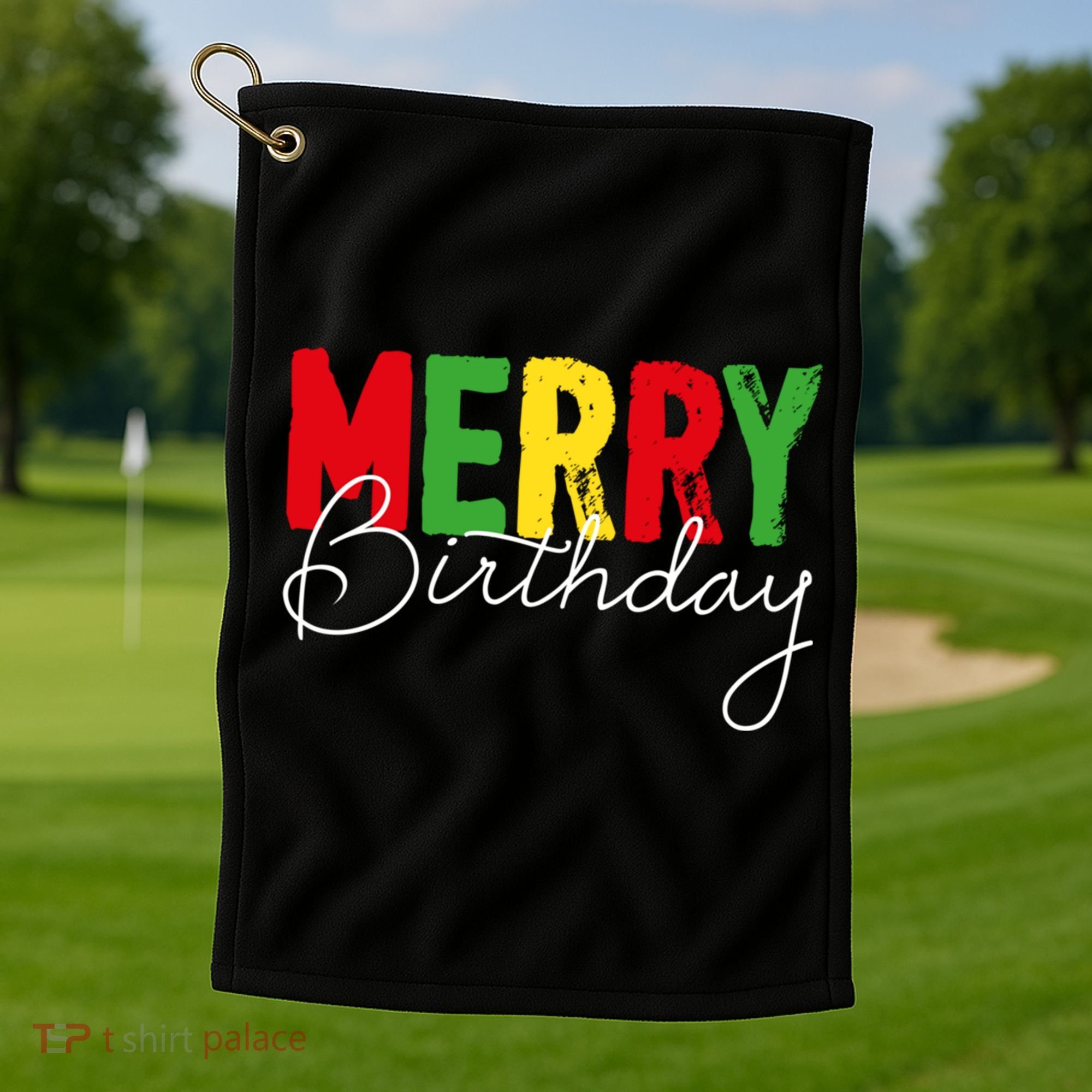 Merry Birthday Born On Christmas Day Cool Gift Golf Towel
