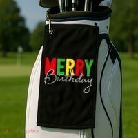 Merry Birthday Born On Christmas Day Cool Gift Golf Towel thumb 2