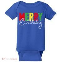 Merry Birthday Born On Christmas Day Cool Gift Baby Bodysuit thumb 0