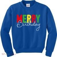 Merry Birthday Born On Christmas Day Cool Gift Kids Sweatshirt thumb 0