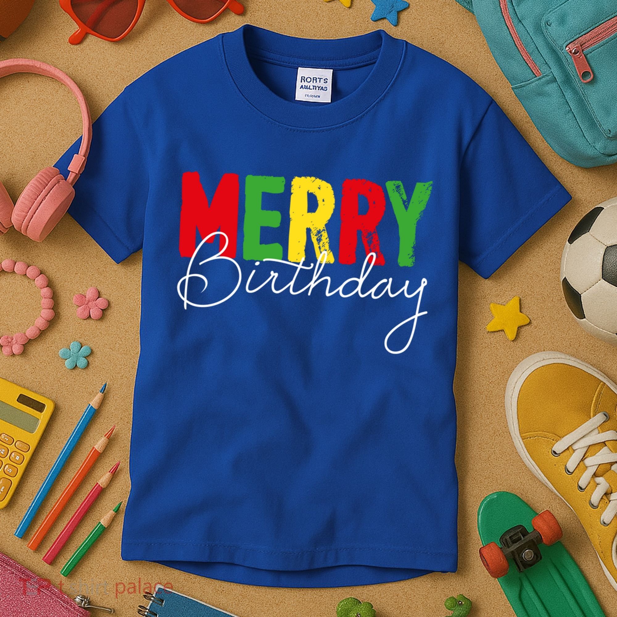 Merry Birthday Born On Christmas Day Cool Gift Kids T-Shirt