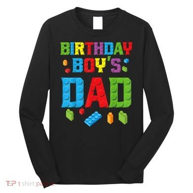 Master Builder Birthday Boy's Dad Building Bricks Blocks Men Long Sleeve Shirt