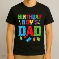 Master Builder Birthday Boy's Dad Building Bricks Blocks Men T-Shirt thumb 3