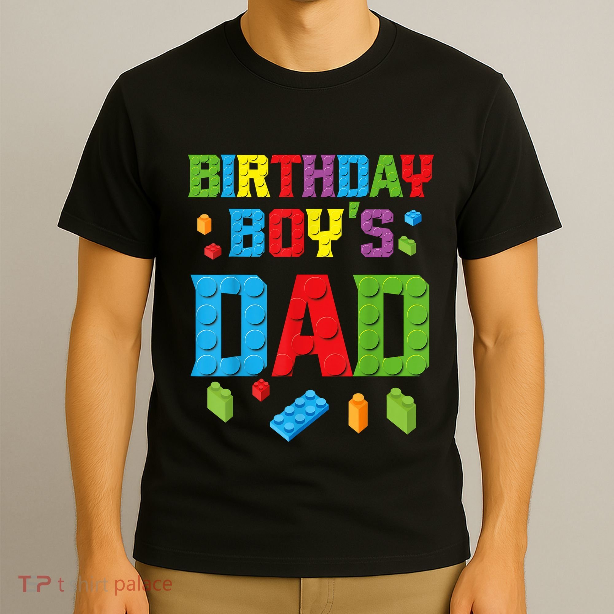 Master Builder Birthday Boy's Dad Building Bricks Blocks Men T-Shirt
