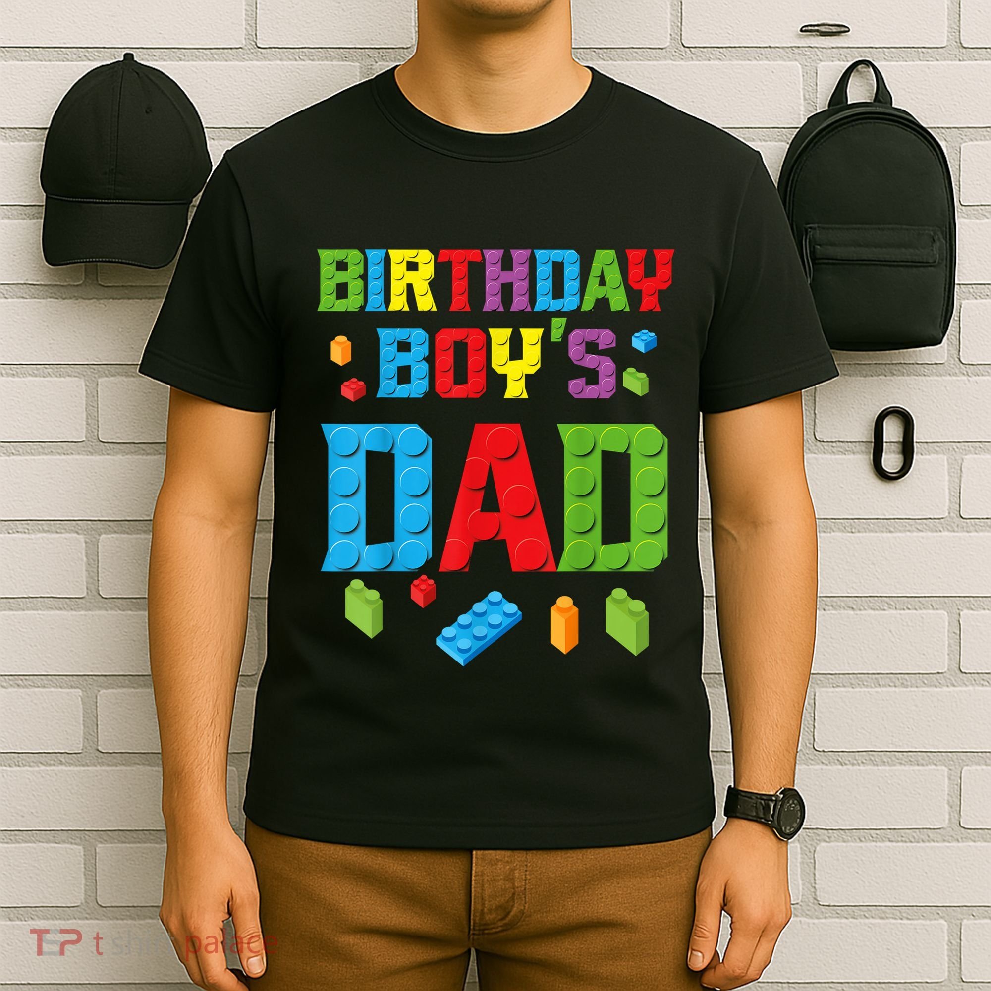 Master Builder Birthday Boy's Dad Building Bricks Blocks Men T-Shirt