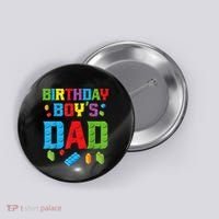 Master Builder Birthday Boy's Dad Building Bricks Blocks Men Button thumb 0