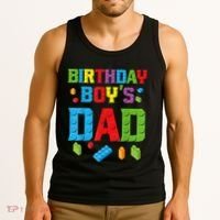 Master Builder Birthday Boy's Dad Building Bricks Blocks Men Tank Top thumb 3