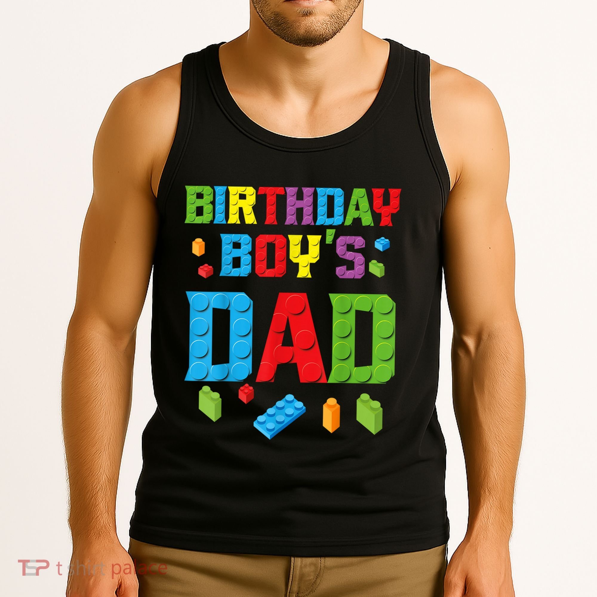 Master Builder Birthday Boy's Dad Building Bricks Blocks Men Tank Top