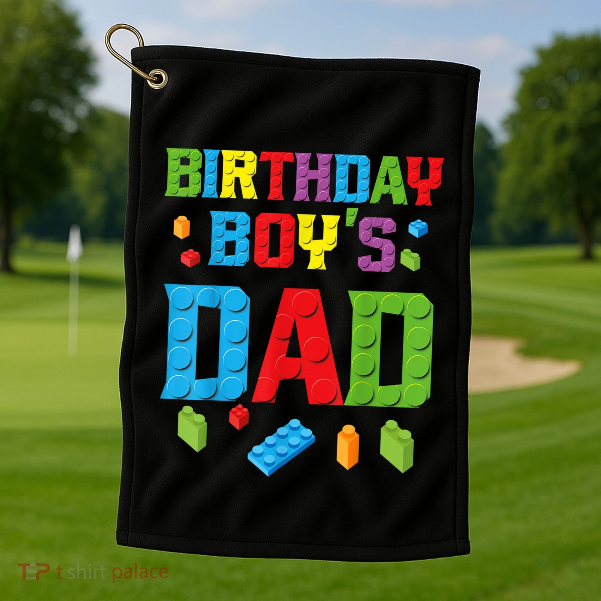 Master Builder Birthday Boy's Dad Building Bricks Blocks Men Golf Towel
