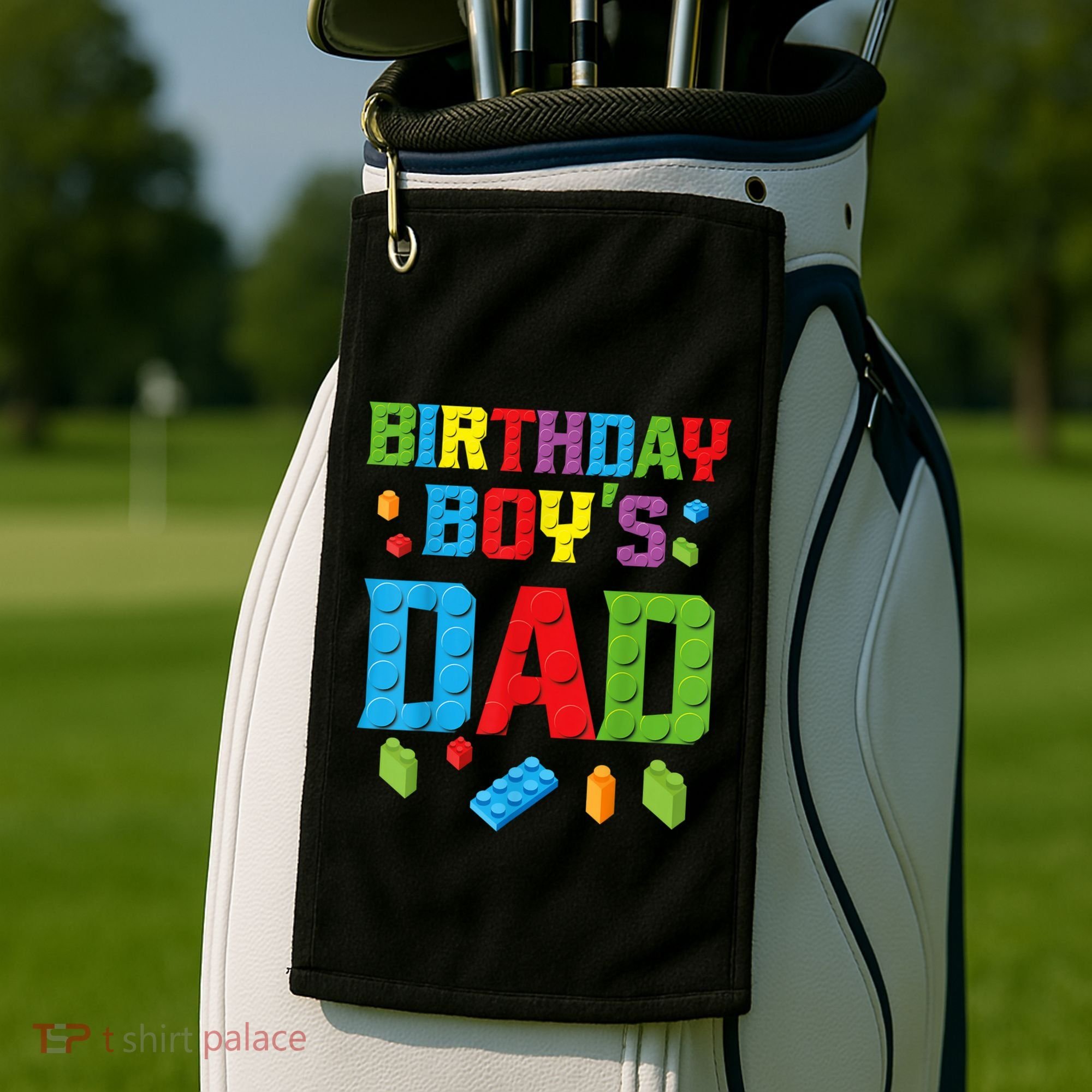 Master Builder Birthday Boy's Dad Building Bricks Blocks Men Golf Towel
