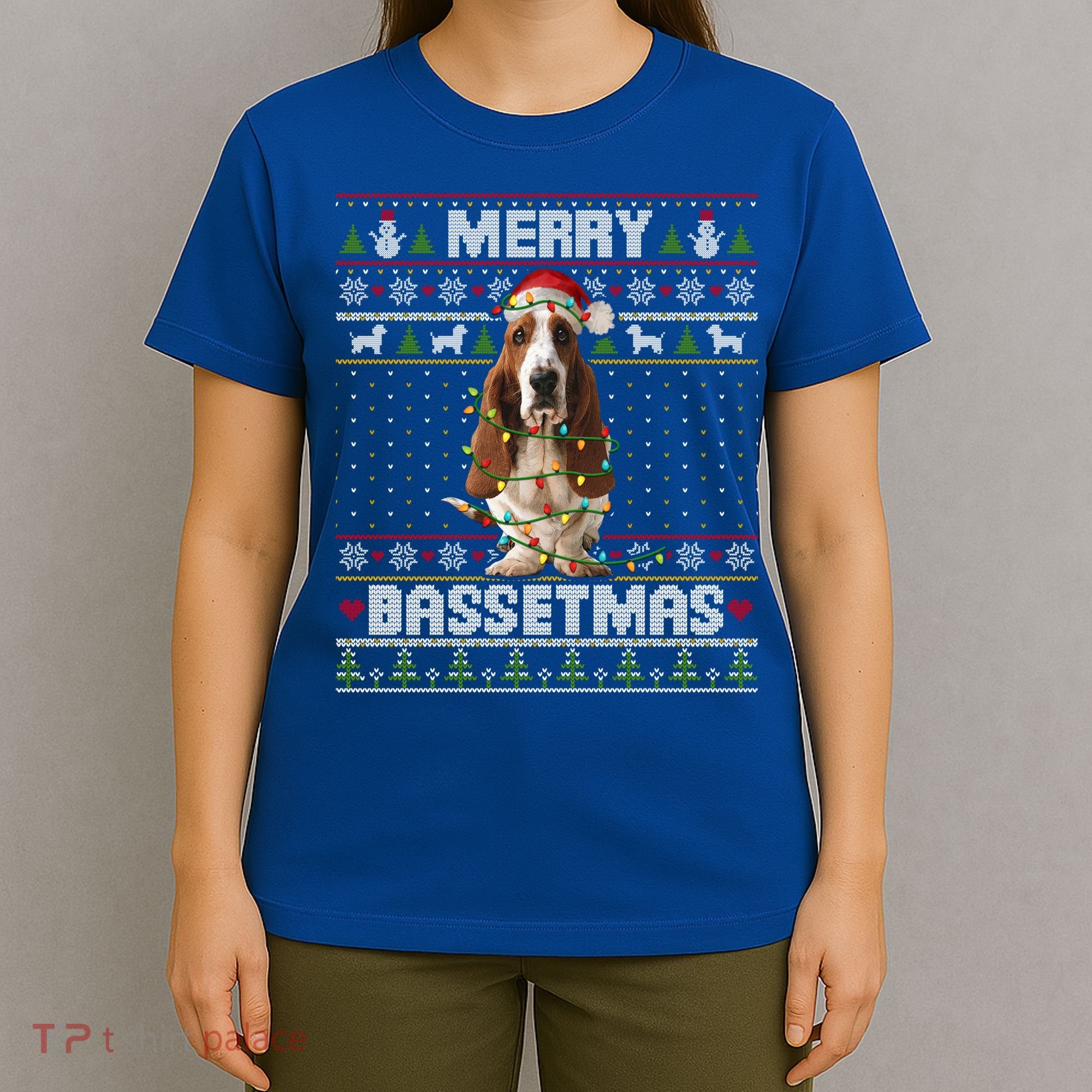 Merry Bassetmas Basset Hound Ugly Christmas Sweater Dog Dad Gift T-Shirt