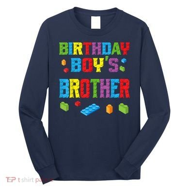 Master Builder Birthday Boy's Brother Building Bricks Blocks Long Sleeve Shirt
